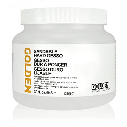 GOLDEN Sandable Hard Gesso, 946 ml Jar, Professional Acrylic Gesso, Opaque, 946 ml (Pack of 1)