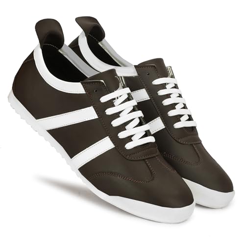 Image of baron scott Men's Casual Flat Sneakers | Faux Leather Lace-Up Shoes for Men | Lightweight TPR Sole with EVA Foam Insole | Comfortable Sneakers for Walking, Travel, Office & Casual Use