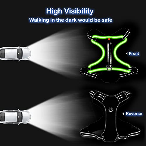 Image of Light Up Dog Harness, Rechargeable LED Dog Vest for Night Walking