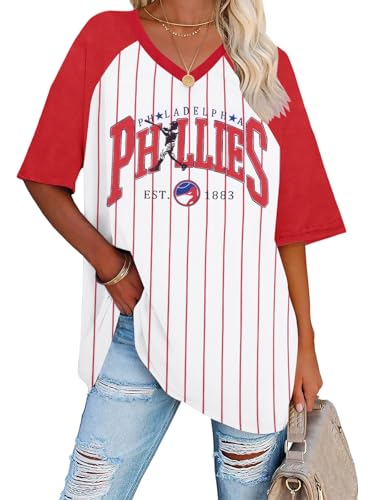 Baseball Shirt Women Striped Baseball Mom Shirts Jersey V Neck Game Day Tshirt Baseball Team Tee Tops Fans Gifts