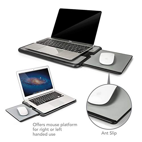 Eho Laptop Lap Pad - Laptop Stand Pad W Retractable Mouse Pad Tray, Anti-Slip Heat Shield Tablet Notebook Computer Stand Table W/Sturdy Stable Cooler Work Surface For Bed Sofa Couch Or Travel #TOP1