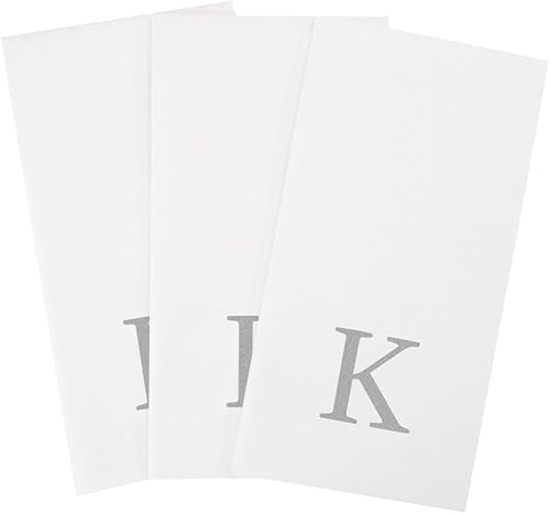 Miniatura 119 de Luxenap - Toallas de invitados de 15.8 x 7.9 pulgadas, 50 toallas de mano con letras plateadas, letra "P", fuente Sans Serif, servilletas de papel