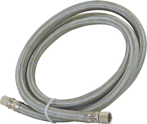 Eastman 5 Feet Flexible Ice Maker Connector, 1/4 Inch x 1/4 Inch Compression Connection, Braided Stainless Steel with Nickel-Plated Brass Nuts, 41033,(Pack of 12)