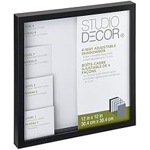 Studio Decor 12" x 12" Black Adjustable-Depth Shadow Box - Memory Box Display Case for Keepsakes, Mementos, and Memorabilia - 1-Pack