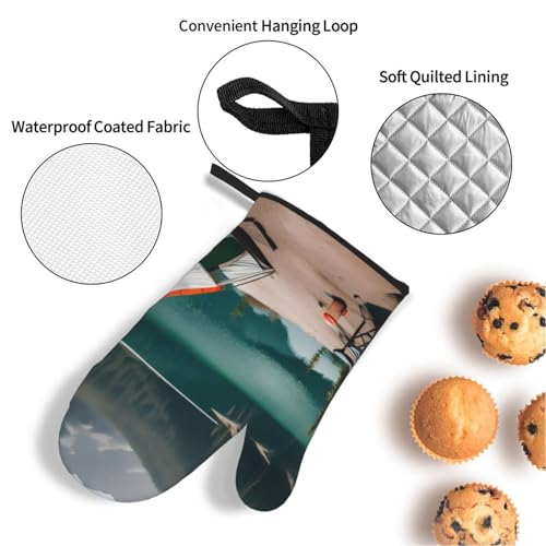Lot de 4 gants de cuisine Serenity Lake imperméables pour four et camping - 6