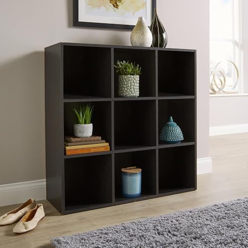 Home Source Storage 9 Shelf Cube Bookcase Wooden Display Unit, Black