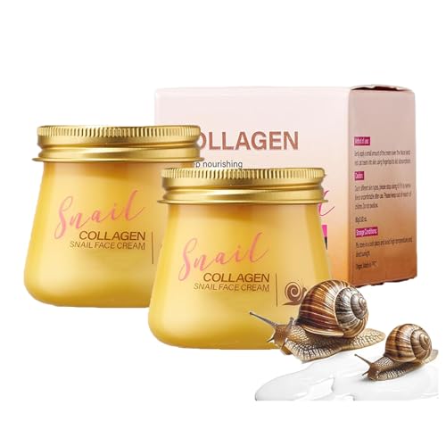 Crema facial con colágeno de caracol, crema hidratante antiarrugas y rejuvenecedora, crema hidratante con mucina de caracol y colágeno, tratamiento antienvejecimiento para las arrugas (2 pcs)