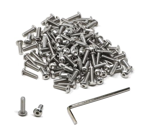 iexcell 100 Pcs #4-40 x 3/8" Stainless Steel 304 Hex Socket Button Head Cap Screws Bolts Kit