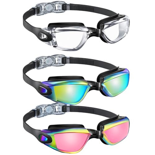 Lunettes de natation sans fuite pour enfants de 6 à 16 ans, lot de 3 paires