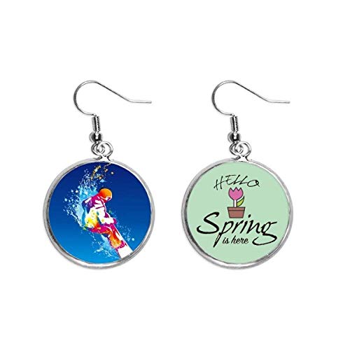 Pendientes de invierno y esquí con colgante decorativo de primavera y joyas de temporada