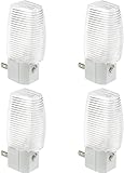 Night Light with Glass Block Shade and On/Off Switch 4W Bulb (4 Pack)