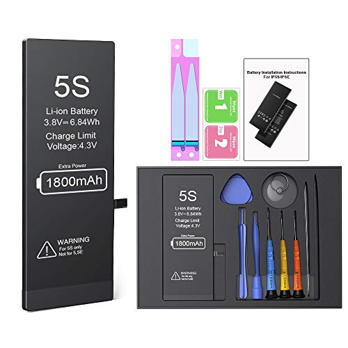 Batería para iPhone 5s de Alta Capacidad 1800mAh con Kits de Herramientas de Reparación