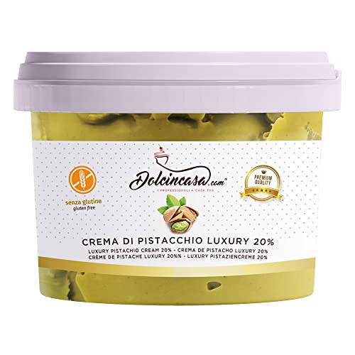 Crema de Pistacho de Lujo 20% Pistachos Sabor Fundido Untable en Helados Postres Panes Galletas para Rellenar Tartas y Crepes Sin Gluten Uso Doméstico o Profesional Envase de 500gr