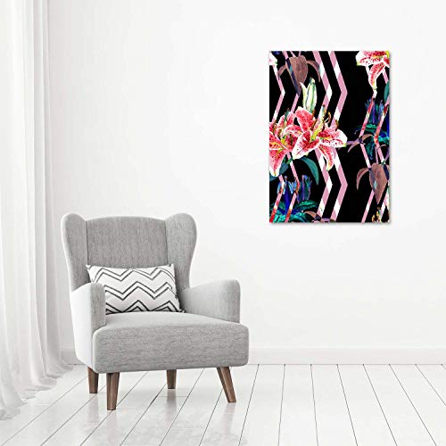 Impression sur verre acrylique Tulup 70x100 cm tableau fleurs de lis multicolore - 4