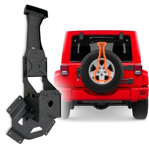 KLYONA for JK up to 37 Spare Tire Carrier with Third Brake Light Bracket Compatible with 2007 2008 2009 2010 2011 2012 2013 2014 2015 2016 2017 2018 Jeep Wrangler JK JKU Width-Adjustable Tire Lift
