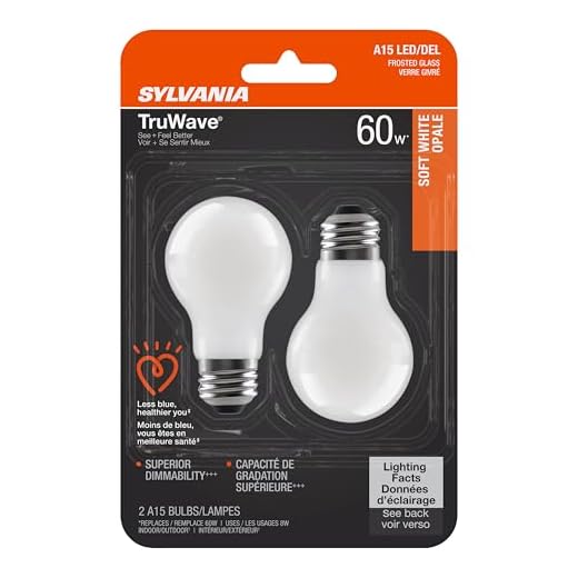 SYLVANIA LED TruWave Natural Series Ceiling Fan / Fixture Light Bulb, 60W A15 Soft White Medium Base, Dimmable, Frosted - 2 Pack