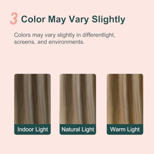 Image of Easyouth Ponytail Extensions Human Hair, Light Brown Mix Blonde Highlights, 20 Inch 80G, Wrap around Ponytail, Long Straight Style, Real Hair Ponytail Extension for Wedding