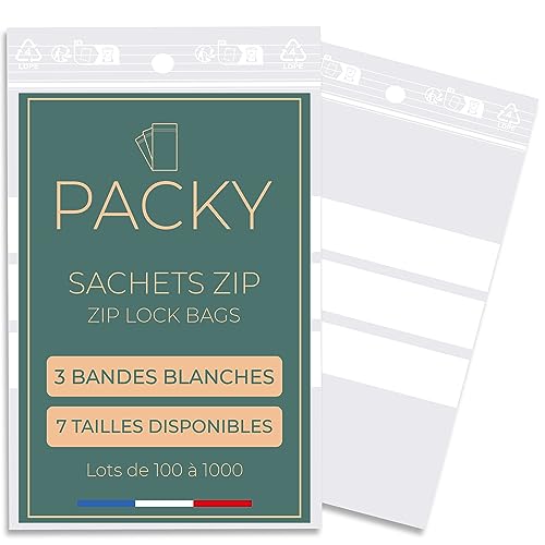 Bolsas Con Cierre Zip Y 3 Tiras Blancas - 7 Tamaños Disponibles - Bolsas Autocierre - Bolsas Transparente Plastico Autocierre - Bolsas Con Zip Para Alimentos - 6x8 Cm Lote De 500 - Packy
