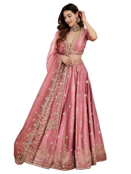 piludi Women’s Silk Lehenga Choli Set with Heavy Embroidery Work | Bridal Lehenga with Dupatta-picture-23