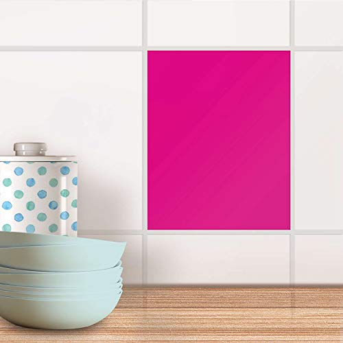 Küchenfliesen I Dekorativ-Dekorsticker Fliesen renovieren Bad-Folie Badezimmergestaltung I 20x25 cm Design Motiv Pink Dark - 1 Stück
