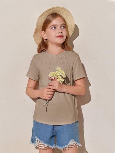 Image of Haloumoning Girls Pleated T Shirts Kids Summer Short Sleeve Fashion Tops Tees 5-14 Years