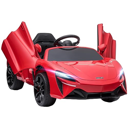 HOMCOM McLaren Licensed 12V Kids Electric Ride-On Car with Butterfly Doors, Powered Electric Car with Remote Control, Music, Horn, Headlights, MP3 Slot, Suspension Wheels, for Ages 3-6 Years - Red