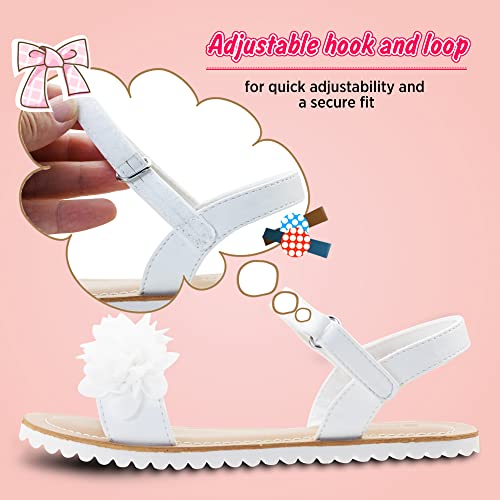 Vonair Girls White Strappy Summer Sandals Open-Toe Fashion Cute Dress Sandals for Little Big Kids4