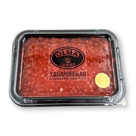 OVERNIGHT SHIPPING OLMA Khabarovskaya Salmon Caviar, 7 oz, Pack of 1