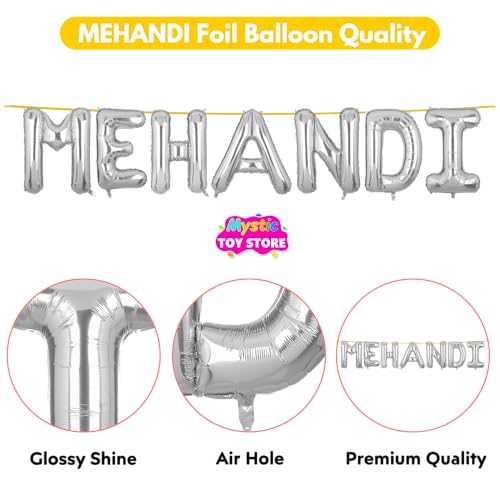Image of Mehandi Banner Silver for Wedding Home Boys Girls Men Women Foil Balloon Decoration Decor Celebration Silveren