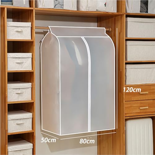 Clear Protective Zip Over Cover,Clear Clothes Rack Cover, Garment Rack Cover, Garment Coat,Dust-Proof Hanging Coat Protector Bags 50X80X1202