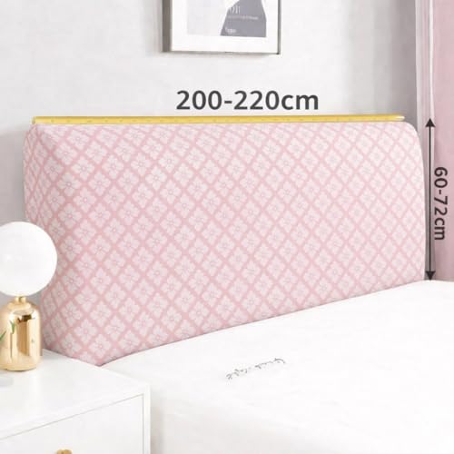 Image of HOMETHREADS 200 GSM Stretchable Jacquard Headboard Cover | Soft, Dust-Proof & Wrinkle-Resistant Bed Back Protector | Fits Leather, Wooden & Fabric Bedsides | for 7ft to 7.5ft Beds (Pink, 205x70Cm)