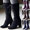 SACFOF Women's Suede Knee High Boot Ladies Lace up High Chunky Heeled Winter Boots Combat Riding Military Boots for Women