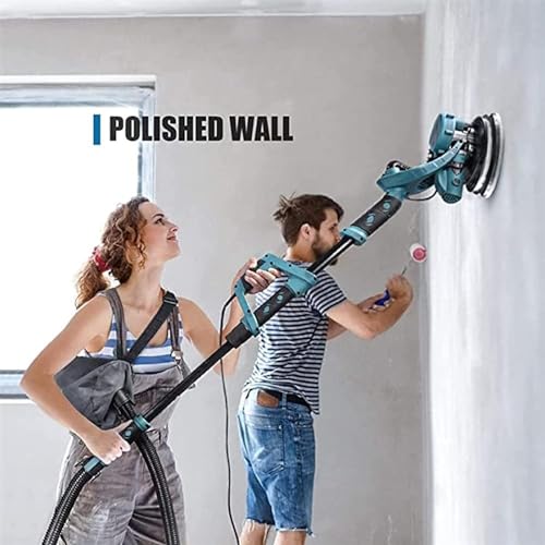 Ponceuse électrique pour cloison sèche avec moteur de 1800 W, tête pivotante, 20 disques de ponçage, 5 vitesses, poignée étendue pour ponçage mural