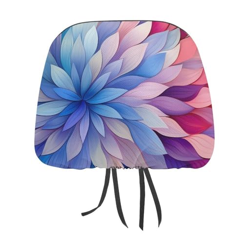 Colorful Flowers Petals Universal Car Headrest Cover Car Seat Head Rest Protector Fit All Car Interior Auto Accessories 1 PCS