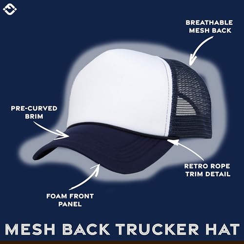 Image of Funky Junque Foam Trucker Hat, Trucker Hats for Women & Men - Blank Adjustable Snapback Mesh Back Baseball Cap