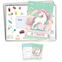 Lot De 10 Cartes Invitation Anniversaire Arc-en-Ciel Avec Enveloppes - Filles Et Ados - Format Carte Postale