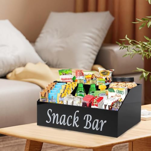 Boîte a snack, Présentoir de collation de comptoir, distributeur de snack-bar en acrylique 4 grands compartiments pour trier et ranger pour le rangement des placards et des buffets 28×21×13cm Noir – vue 5