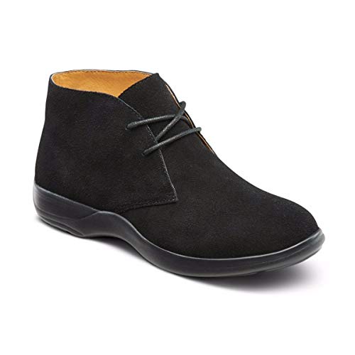 Dr. Comfort Women's Cara Casual Suede Leather Bootie Chukka Boot Black