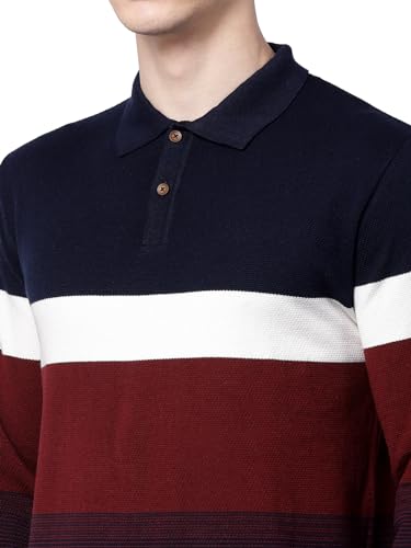 Image of Kalt Mens Basic Solid Full Sleeves Polo Cotton Blend Knitted Regular Fit Polo-Neck T-Shirts with Collar Stylish