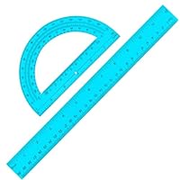 Zonon 2 Pack 12'' Plastic Ruler and 6'' Plastic Protractor Set Clear Ruler Protractor Set Math Geometry Supplies for School Classroom Home Office Drawing(Blue)