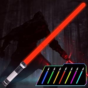 OSDUE 80 cm Lichtschwert, RGB 7 Farben LED Laserschwert, Laser Sword mit Beleuchtung & Sound, Elektronisches Spielzeug-Lichtschwert für Halloween Verkleidung, Silvester-Partyzubehör