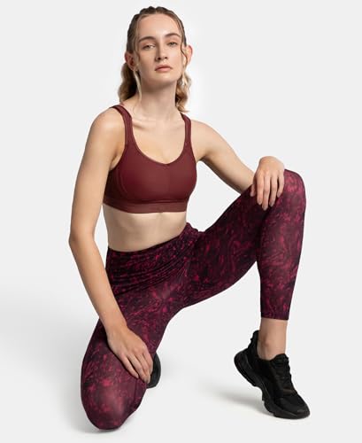 Image of Jockey MI11 Women's Wirefree Non Padded Microfiber Elastane Stretch Full Coverage Sports Bra with StayDry Treatment Tawny Port 32C