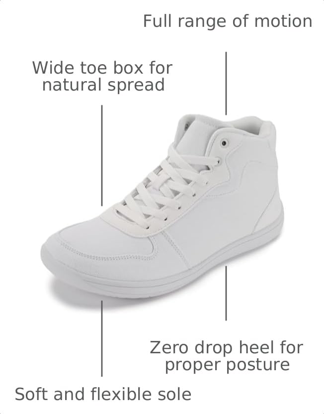 Image of WHITIN Men's Wide Toe Box Zero Drop Barefoot High-Top Canvas Sneakers W822