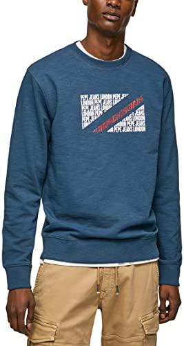 Pepe Jeans Herren Alfie Sweatshirt, Blue (Jarman), XXL