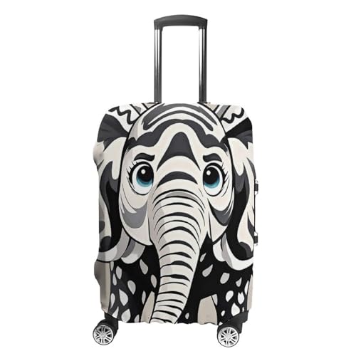 Black And White Elephant Printed Luggage Cover Protector, Fits 18-32 Inch Luggage