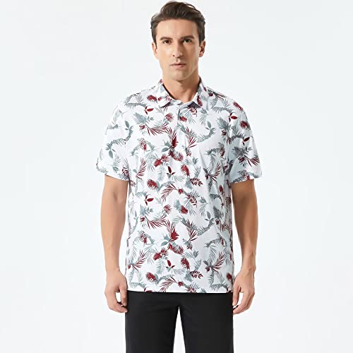 Mens Golf Shirts Dry Fit Short Sleeve Print Moisture Wicking Casual Polo Shirt #TOP1
