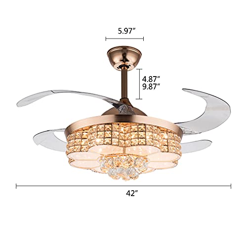 Ventilateur de plafond rétractable 42 pouces avec éclairage LED 3 vitesses - 2