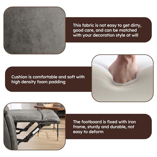 Image of CANMOV Manual Reclining Loveseat Sofa with Console,Faux Leather Double Recliner Loveseat Sofa with Hidden Storage and Cup Holders,Manual Recliner Loveseat Couch Set for Living Room,Grey