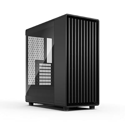 Fractal Design North Momentum Black - Glass Side Panel - Genuine Blackened Oak Wood Front - High Airflow PC Gaming Case - Three Powerful 120mm Momentum Fans Included - ATX Support