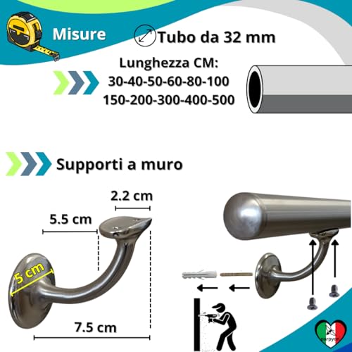 Barre d'appui murale en acier inoxydable Parpyon poignée de sécurité escalier douche 40cm
